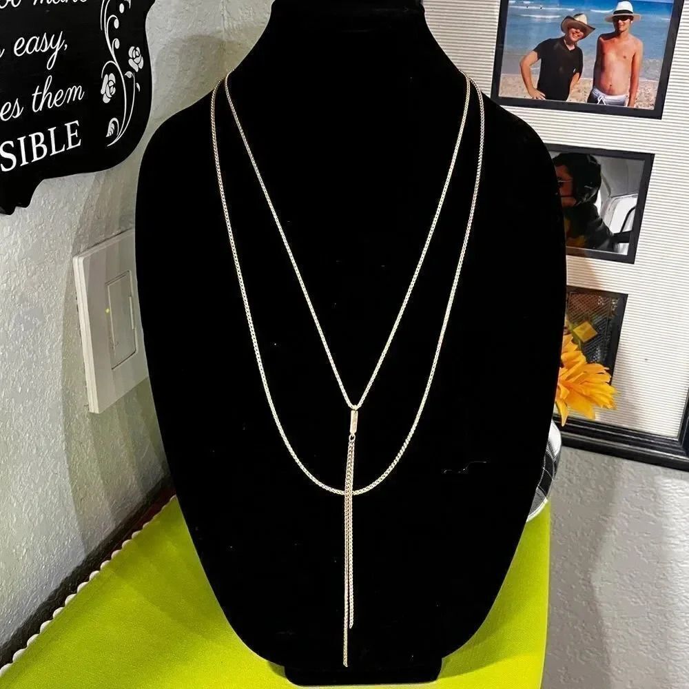 NWT Lucky Brand 2 Strand Gold Y Necklace #LN2